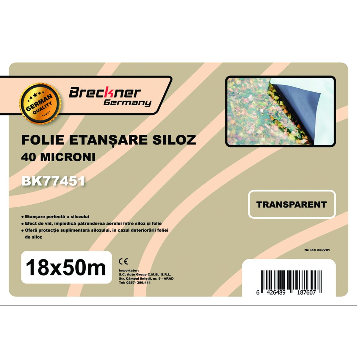 Folie etansare siloz 18x50 m 40 microni transparenta Breckner Germany
